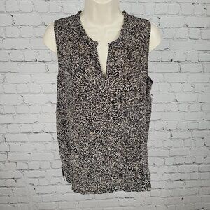 L'Agence Black Print 100% Silk Lightweight Sleeveless Blouse Top Size 2